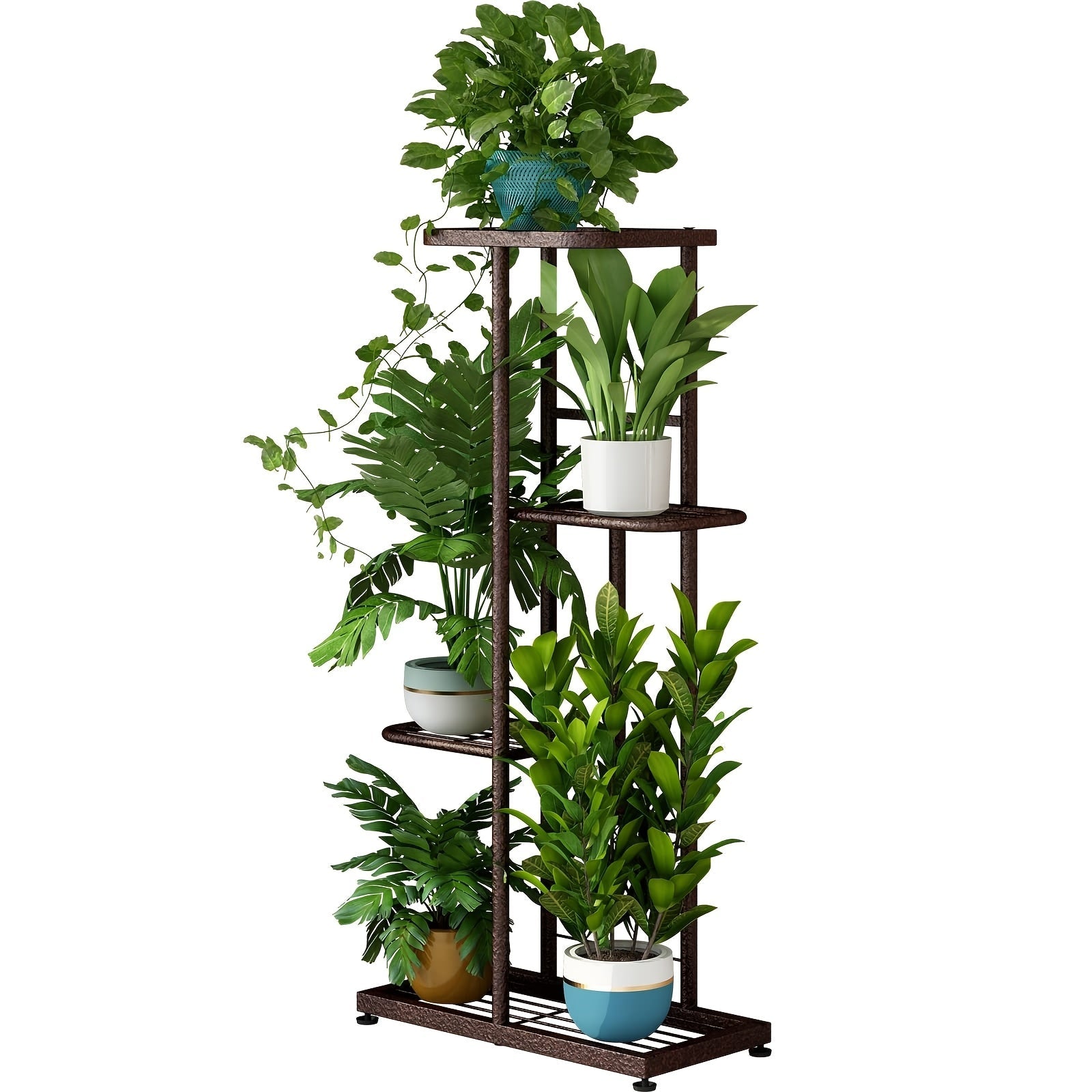 Multi-Layer Metal Plant Stand 31.5/37.4/41.3In Height Adjustable Potted Plant Holder Indoor Outdoor Corner Display Rack for Living Room Balcony Home Decor