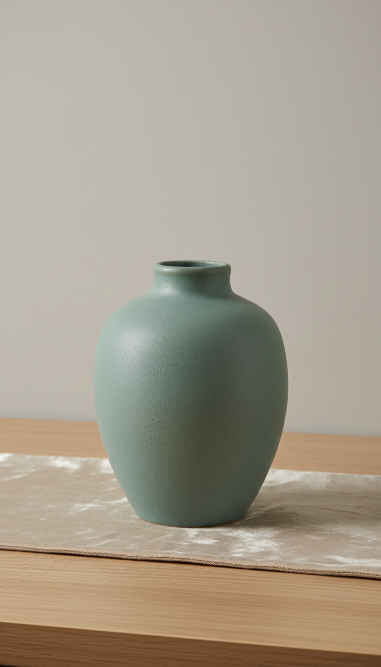 Keramikvase in gedämpftem Teal